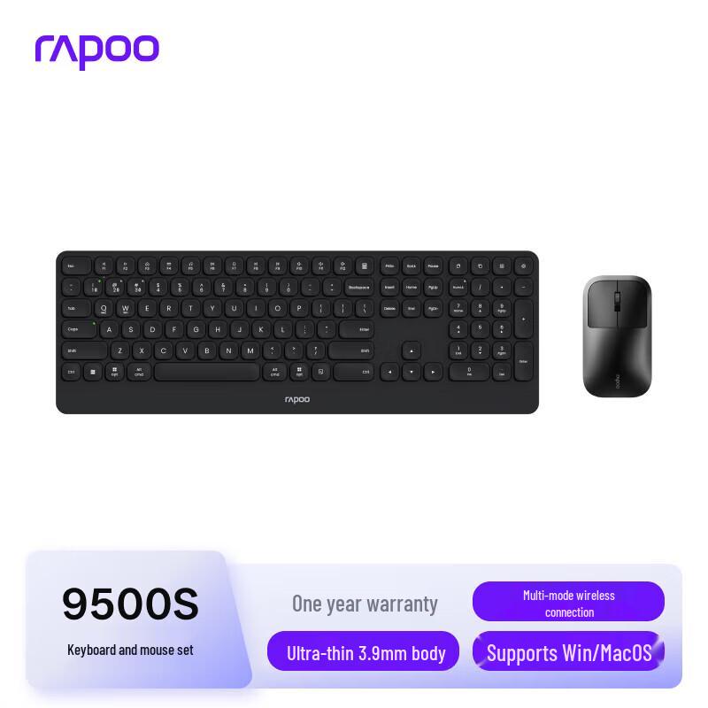 Rapoo 9500S Ultra-Thin Multi-Mode Wireless Keyboard and Mouse Set