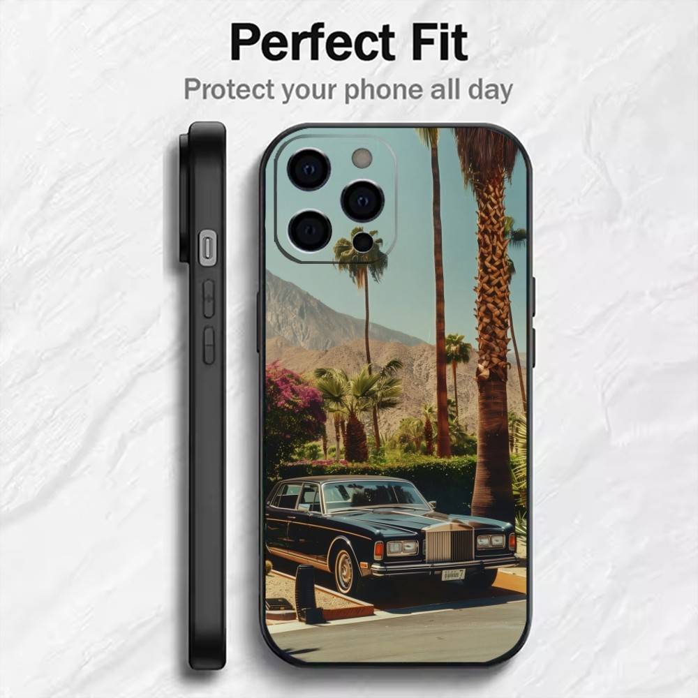 1976 Classic Vintage Cars S-SevilleES Phone Case For iPhone17,16,15,14,13,12 Plus,Max Soft Silicone Black Cover