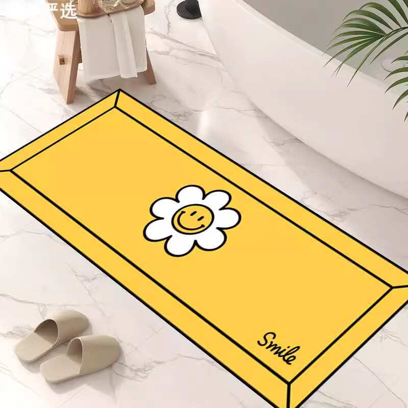

INS Sunflower Diatom Mud Mat Absorbency Non-Slip Bathroom Door Mat Toilet Quick Dry Mat Home Decoration 40x120cm 16x47inch