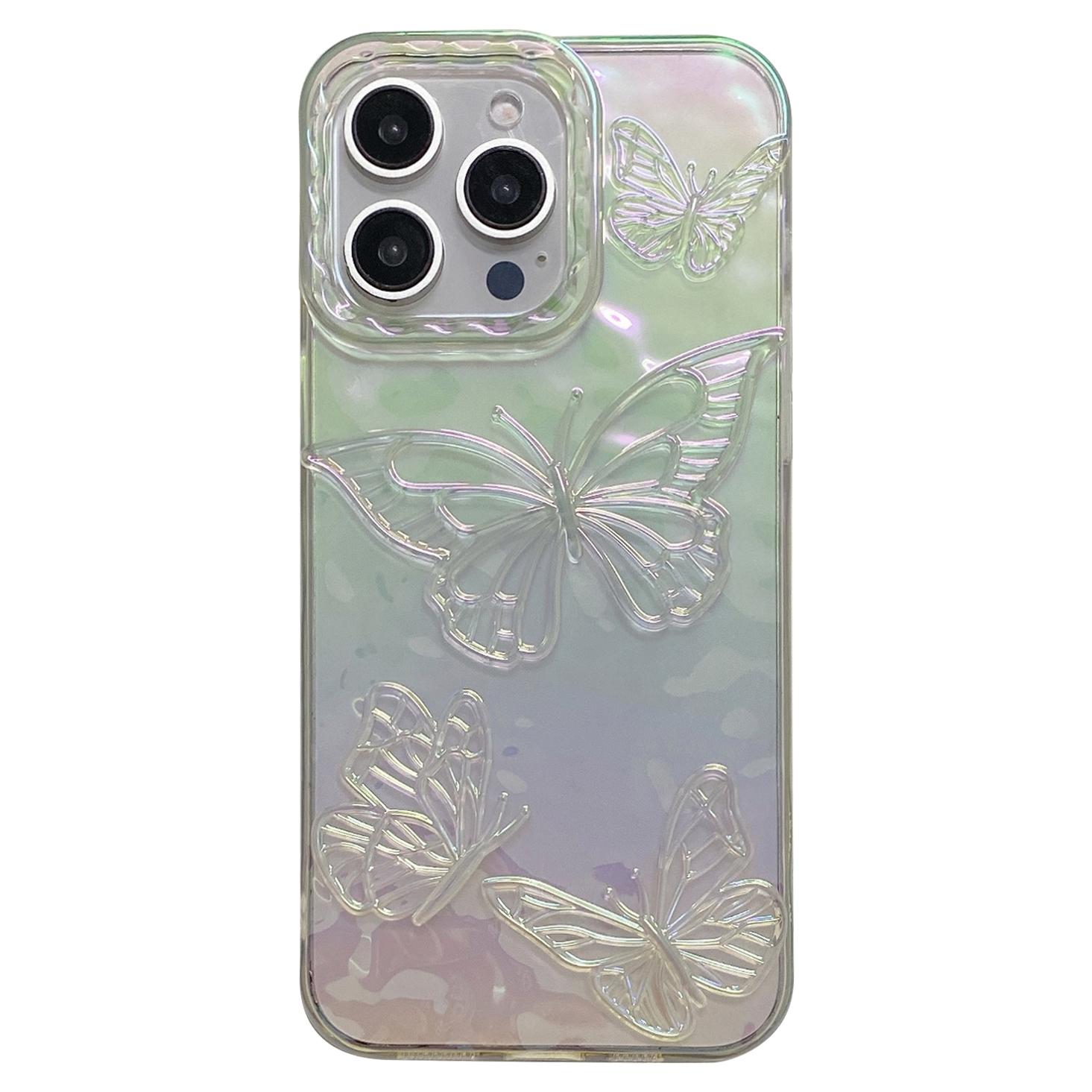 

For iPhone 15 Pro Case 3D Laser Butterfly Design Shockproof TPU Phone Cover A
