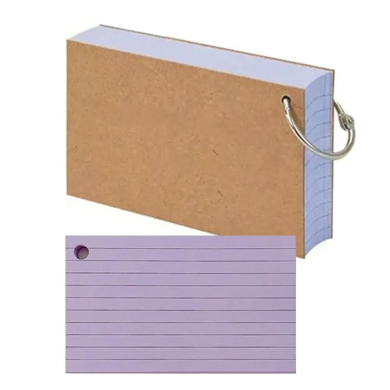 50Pages Loose-Leaf Horizontal Line Index Cards Binder-Compatible Flash Revision Cards Study Office Note Pads For School & Work