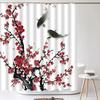 Chinese Style Flower Bird Shower Curtains Waterproof Bathroom   Curtain 3d Printed Fabric With Hooks Decoration Shower Curtain