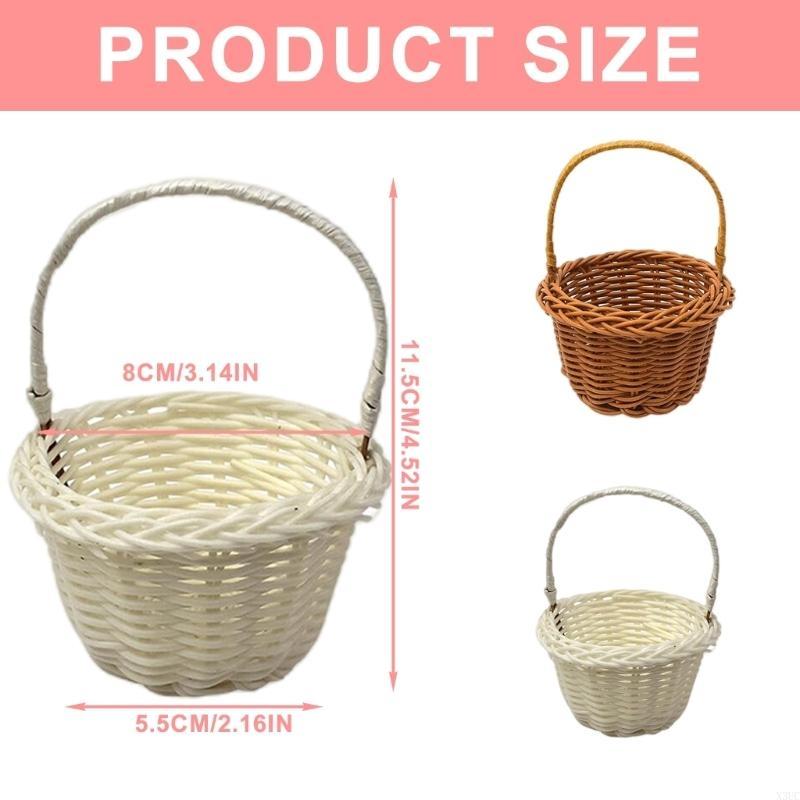 4x Handmade Rattan Basket Delicate Basket for Home Decoration and Wedding Flower X3UC