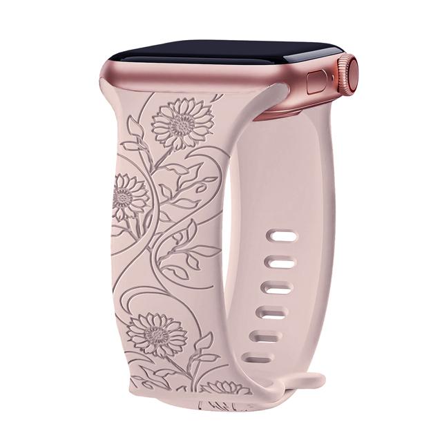 Straps For Apple Watch Band 44mm 42mm 41mm 40mm 45mm 49mm 46mm Floral Engraved Bracelet Correa Iwatch Series 10 9 7 SE 6 8 Ultra