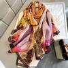 Print Silk Scarf Hijab Women Spring Deisgn Soft Beach Stoles Elegant Head Scarves Echarpe Shawl Satin Large Wrap Echarpe Bandana