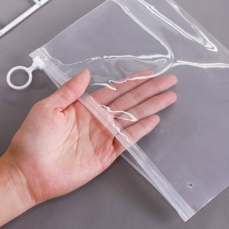

50pcs Transparent and Frosted Plastic Storage Bags with Zipper and Ring Pull for Gift Bags Makeup Stationery and Travel 15x10cm-50pcs