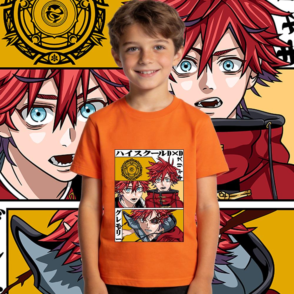 High School Dxd Garith Gremory Anime Print Cotton T Shirt Boys Girls Casual Soft Breathable Short Sleeve Kids Top