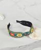 Maia Green Flower Jacquard Hairband - Knot Type Orange Green