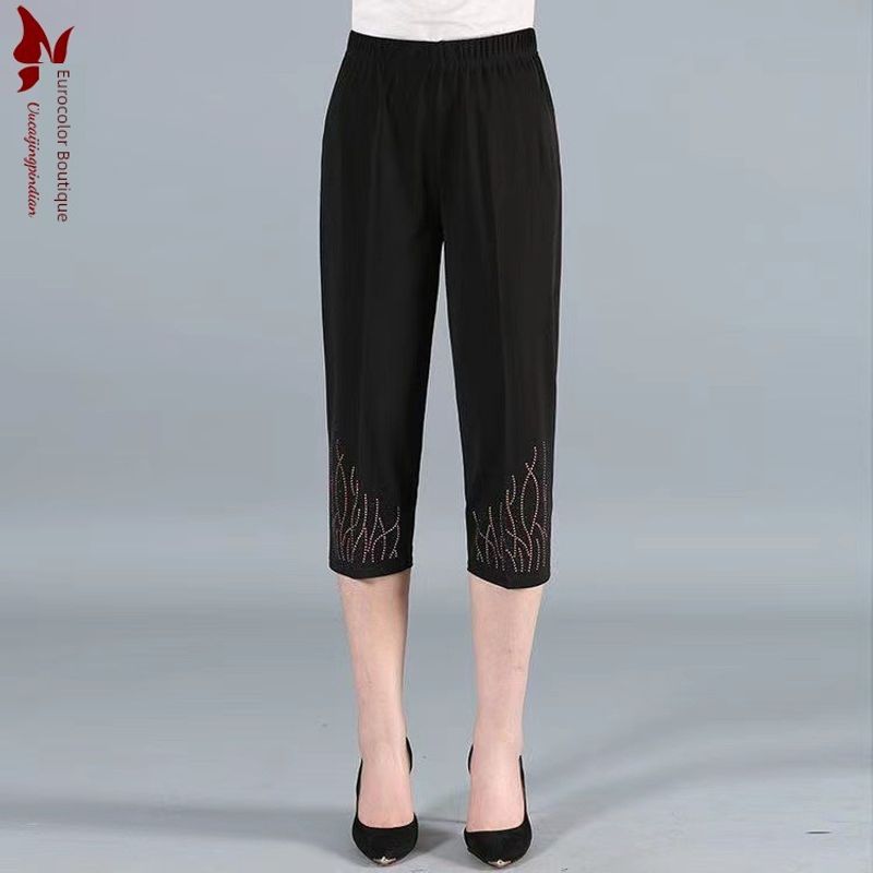 

Весенне-летняя тонкая рубашка свободного кроя, скрывающая живот, в этническом стиле, ретро, художественная, асимметричная, с принтом, рукава 3/4, футболка, омолаживающая Water Ripple Cropped Pants XL