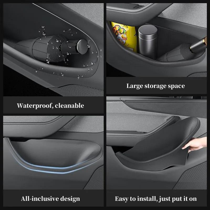 For Tesla New Model Y Juniper 2025 Launch Door Side Storage Box TPE Front Rear All-Inclusive Organizer Modification Accessories