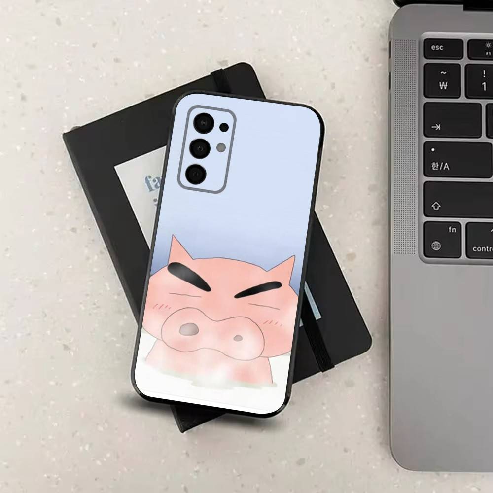 Ctue B-BURIBURIZAEMON Pig Phone Case For Samsung Galaxy A13,A21s,A22,A31,A32,A52,A53,A71,A80,Soft Black Shell