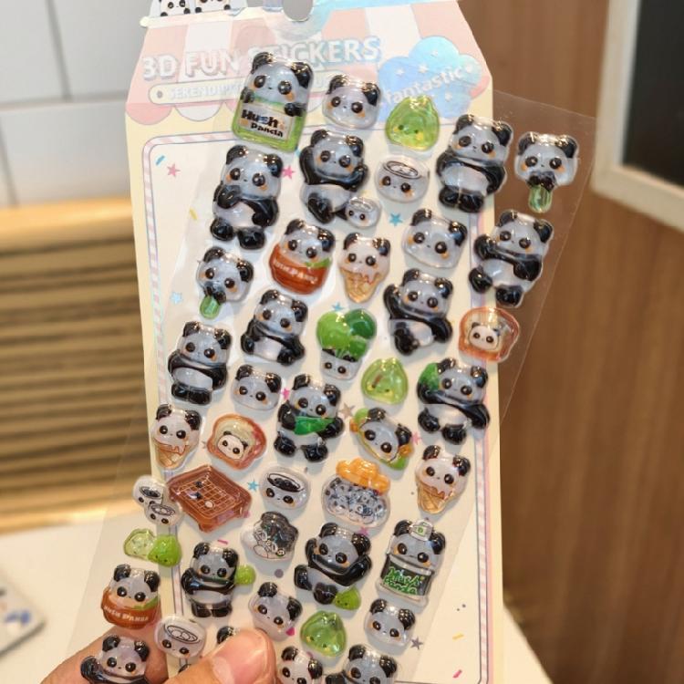 Cartoon Animal Embossed Sticker Educational Childrens Sticker For Scrapbooking Phone Cover Laptop Kid Room Decoration