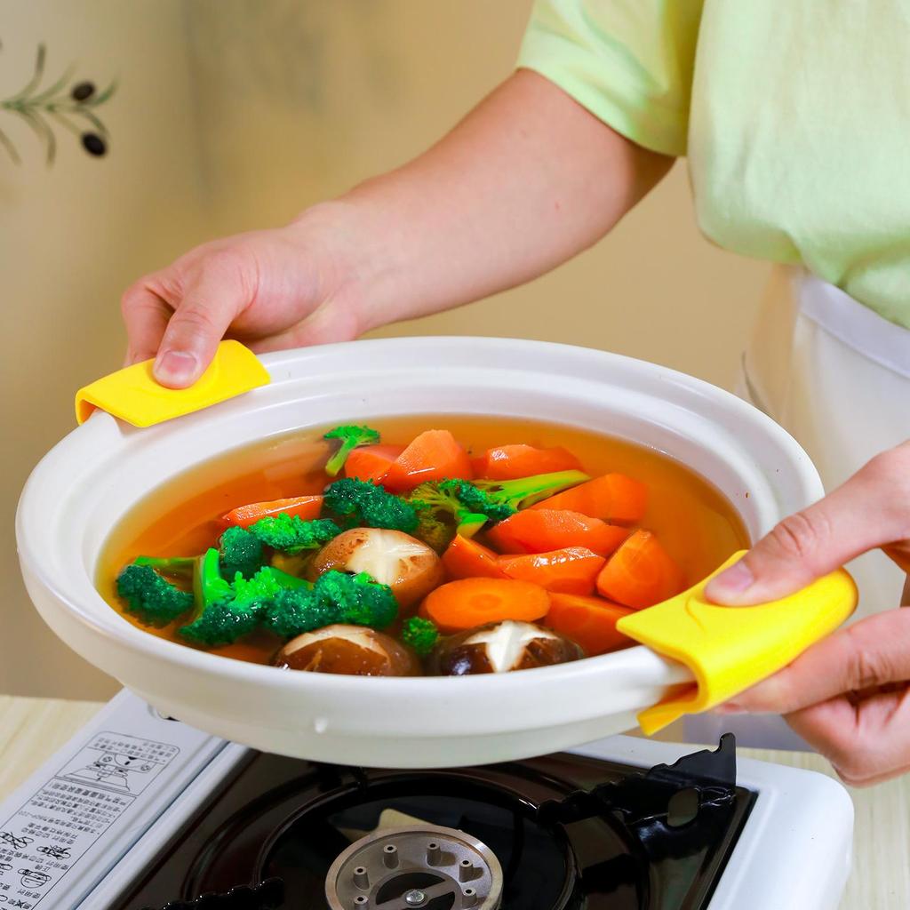 1 Pair Silicone Pot Ear Clip Creative Clip Cast Iron Pot Handle Microwave Oven Insulation Hand Clip Pot Ear Set