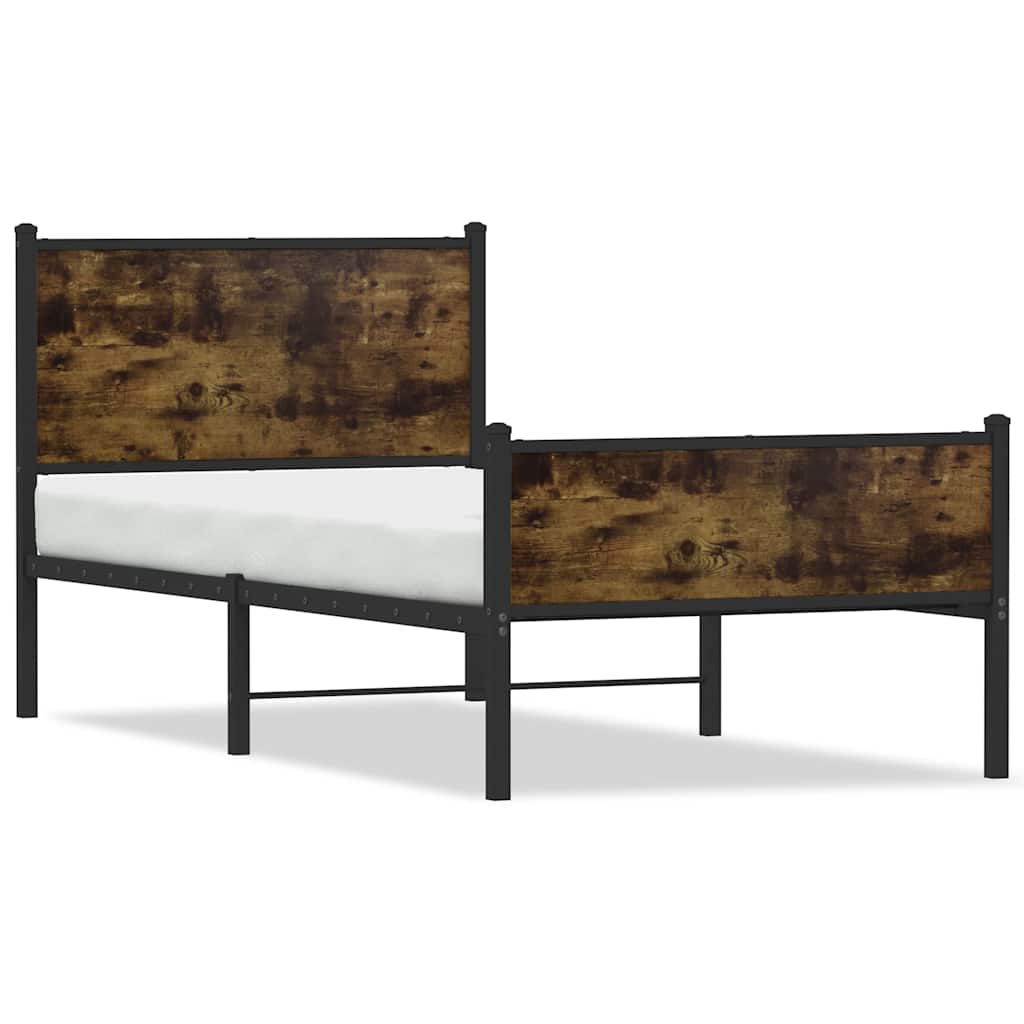 Vidaxl Metal Bed Frame, Without Mattress, Smoked Oak, 75X190 Cm