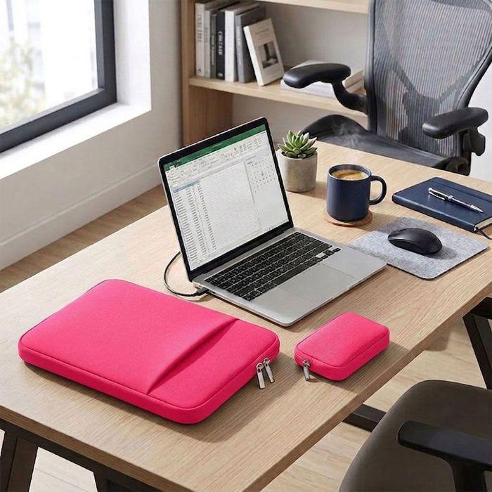 Housse Ordinateur 14" avec Poche et Pochette, pour MacBook Pro/Air Lenovo Surface Pro - Fuchsia
