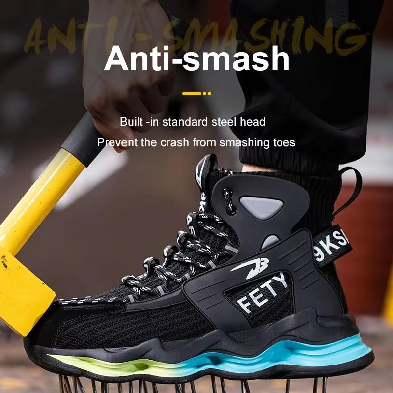 Fashion Work Boots Men Designer New Safety Shoes Men European Standard Steel Toe Shoes Anti-smash Anti-stab Indestructible Shoes
