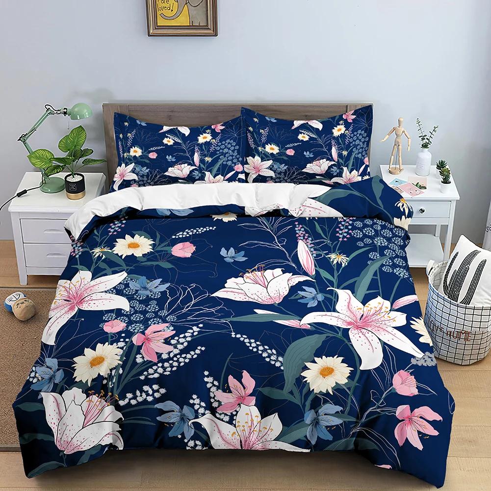 Leaves Duvet Cover Set 3D Flower Printed Bedding Set Comforter Cover With Pillowcase Single Twin King Queen Bedclothes 2/3PCS