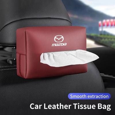 Car Tissue Box Leather Toilet Paper Holder Seat Back Tissue Organizer Bag For Mazda 3 CX5 5 2 323 CX7 MX30 CX30 CX3 CX9 MX5 RX7