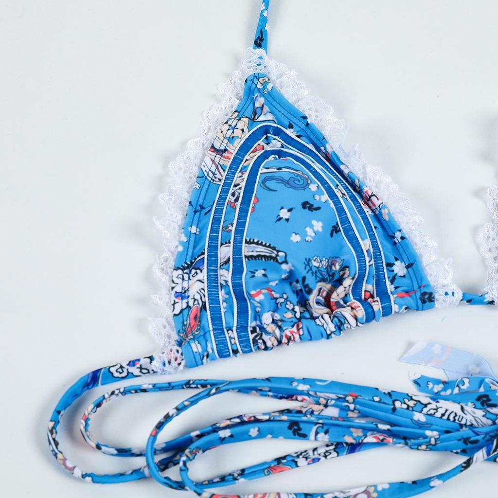 2024 Lace-up Backless Women's Swimsuit - European & American Style Lace Splicing Bikini