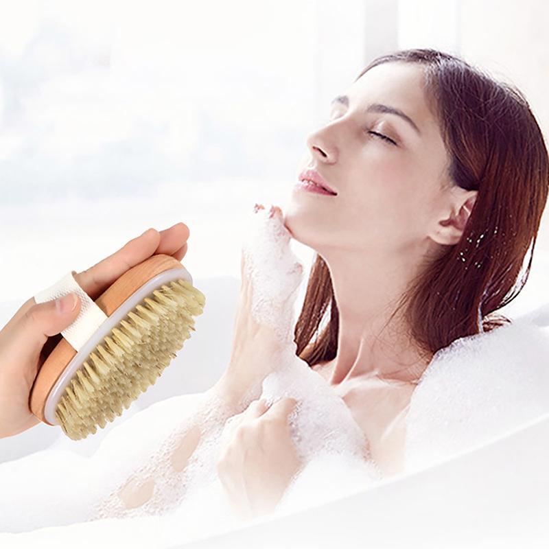 Szczotka z naturalnego włosia Miękka na mokrą i suchą skórę Ciało Szczotka do Spa Masażer do kąpieli Szczotki do prysznica Złuszczająca Wygładzająca Pielęgnacja skóry Zdrowie Dom
