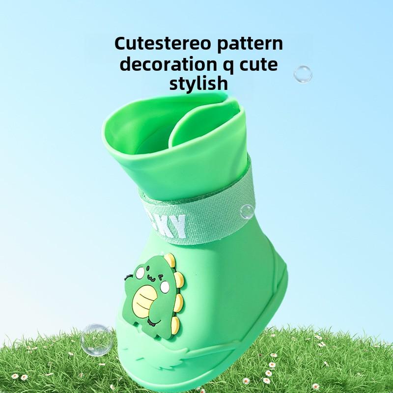Dog Large Dog Golden Retriever Big Dog Cartoon Silicone Rain Shoes Non-slip, Wear-resistant and Waterproof Pet Dog Shoes When Going Out In The Rain