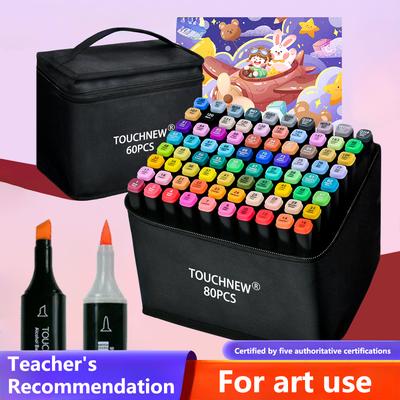 Set de Marcadores de Alcohol de 40/60/80/168 Colores Punta Doble de Pincel Suave Marcadores de Arte Permanentes para Artistas Adultos Dibujo Colorear