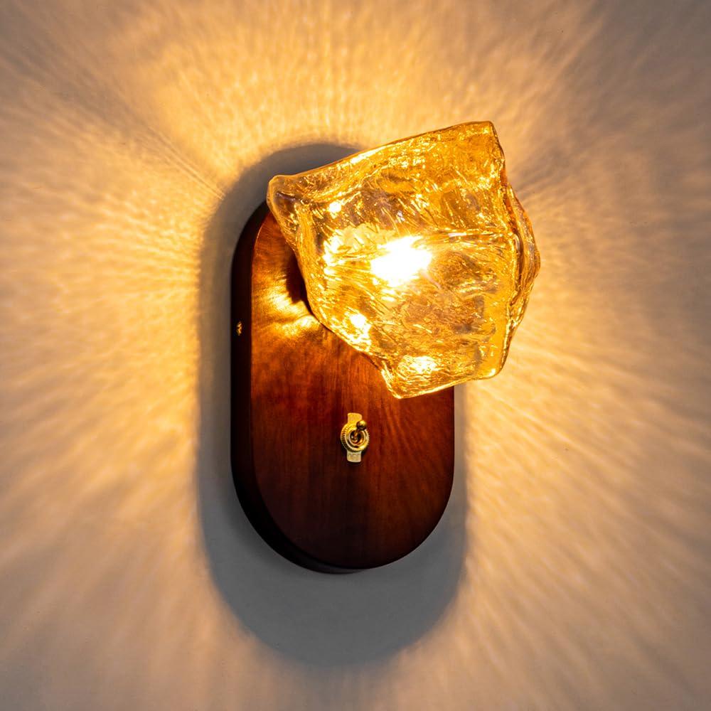 

Chende Wall Lamp, Stylish Glass and Wood Retro Wall Light, Single Light, Modern Design, Indirect Lighting, Installation Required, Bulb Not Included,