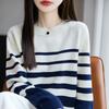 A Color-blocking Striped Knitted Sweater Is A Thick, Warm, Loose Base Layer Sweater for Women In Autumn and Winter, A Versatile Top