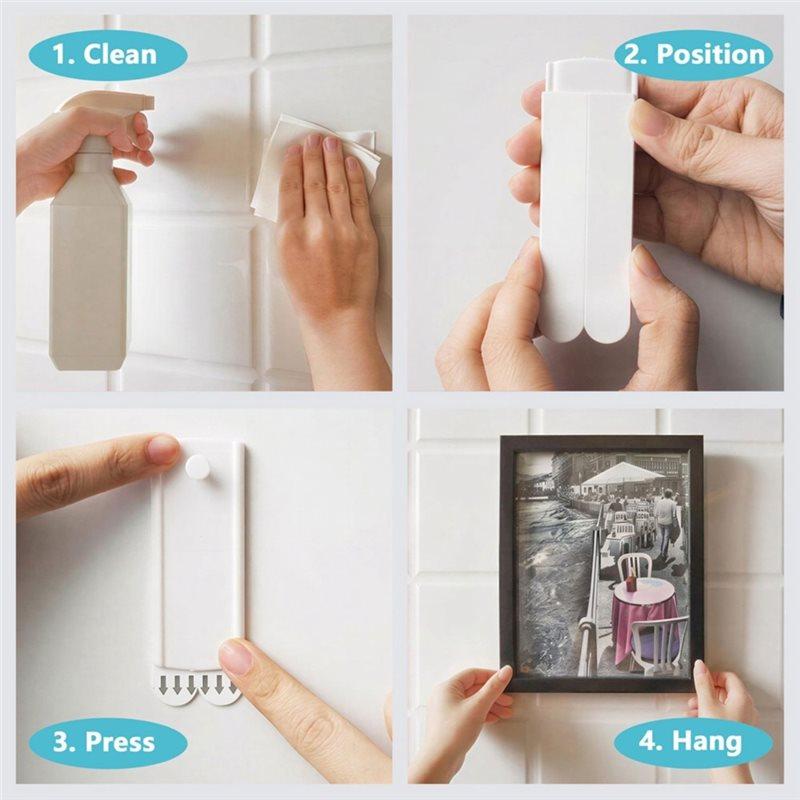 A25F-Picture Hangers Removable Adhesive Strips Damage-Free Wall Mount For Keyhole And Other Frames