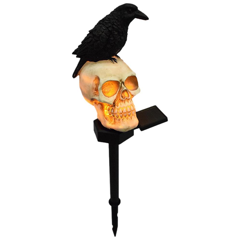 

Солнечный декоративный светильник на Хэллоуин, ужасный череп, голова ворона, ландшафтный светильник, уличный водонепроницаемый светильник для сада, реквизит для вечеринки на Хэллоуин B-1PC