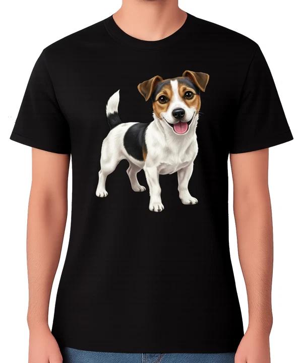 Happy Jack Russell Terrier Dog Illustration T-Shirt Pet Lover Gift Unisex Tee L