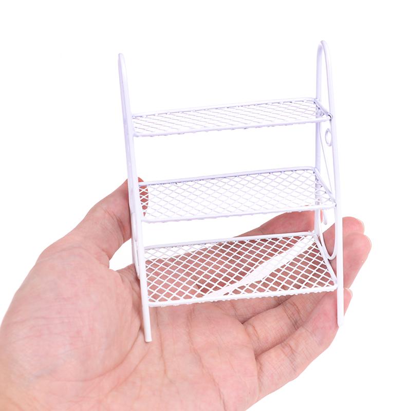 1/12 Dollhouse Miniature Rack Iron Shelf Flower Stand Decoration Accessories Handmade Playthings Present Children-Friendly