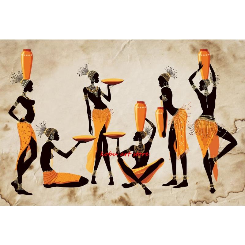 

Этнический африканский плакат с черной женщиной, холст, живопись, винтажное настенное искусство, принты фигур для гостиной, дома, комнаты, декоративная картина на стену 21cm×30cm NoFrame