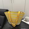 Seaside Vacation Striped Beach Bag Summer New Fashionable and Beautiful Large Capacity Shoulder Underarm Tote Bag