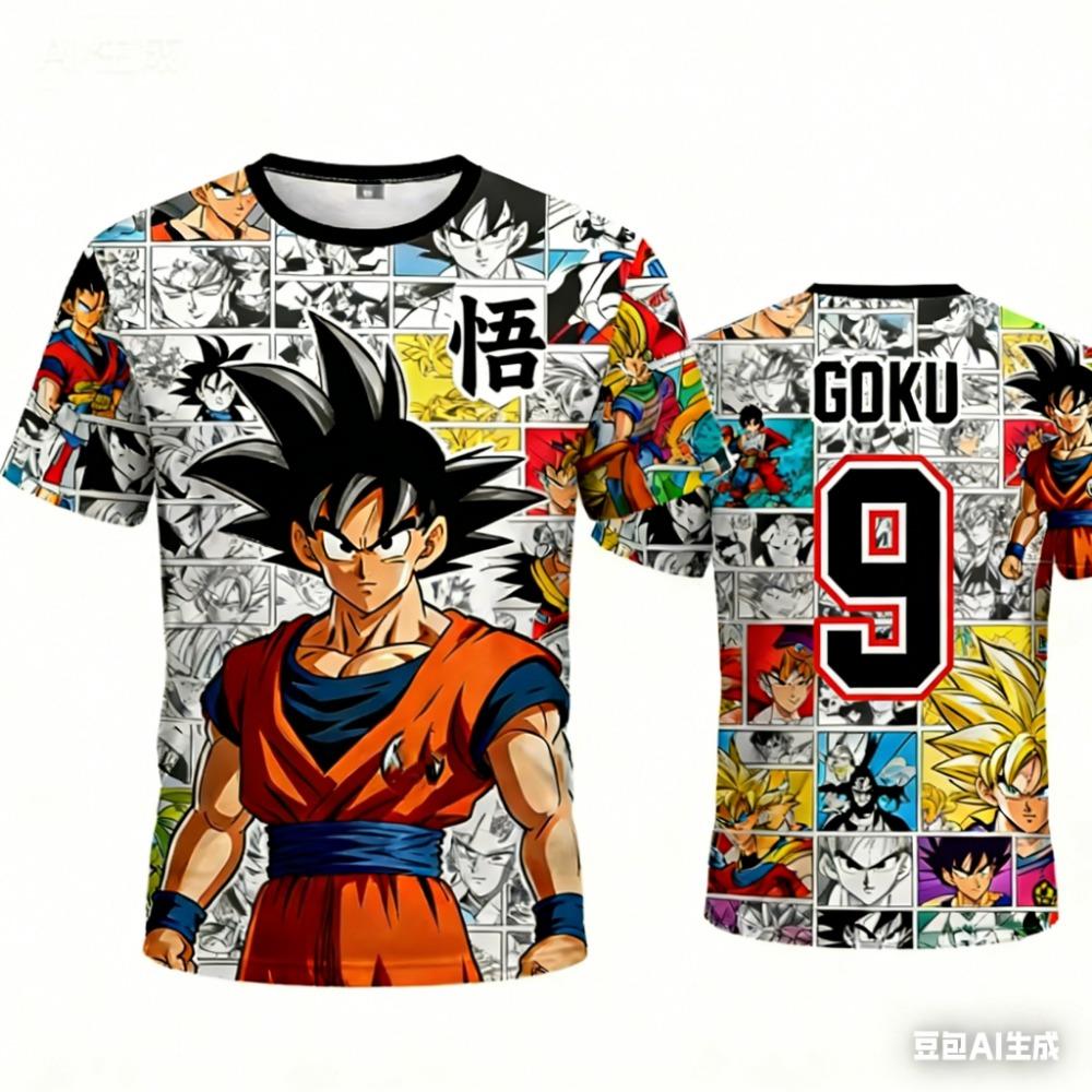Летняя футболка Dragon Ball Retro Fitness 2026 Мужская Оверсайз 3D Печать S