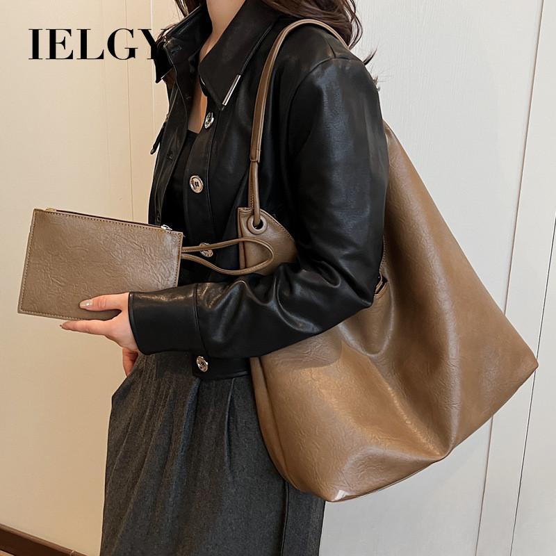 IELGY Retro Bag Fashion Simple High-End Feeling One-Shoulder Casual All-Match Tote Bag