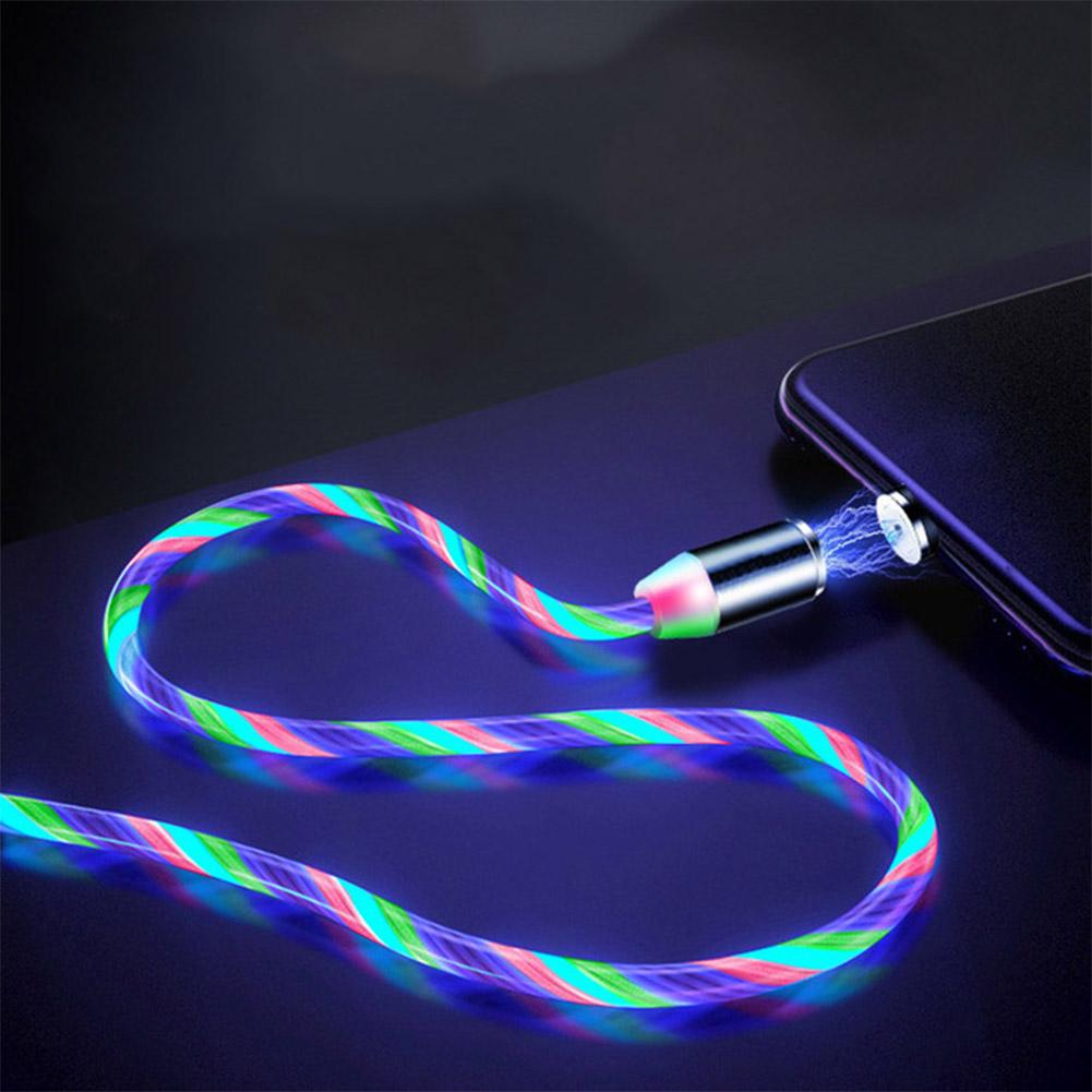 Data Line LED Magnetic Micro USB Cable Android Type-C IOS Fast Charging Cable for Mobile Phone