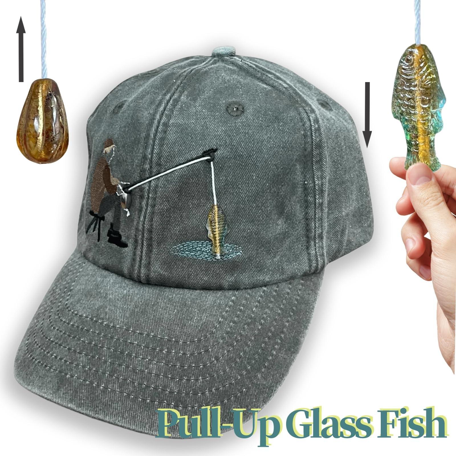 

Вышитая шляпа рыбака с аппликацией в виде стеклянной рыбки, смешной подарок для рыбалки для мужчин, женщин и любителей рыбы, черная One Size