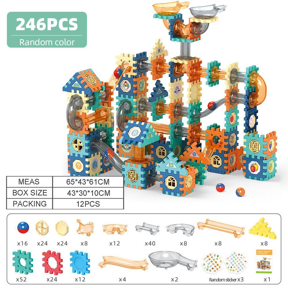 Color Window Ball Track Building Block Large Particle Building Block Slide Ball Assembly Track Children'S Toy