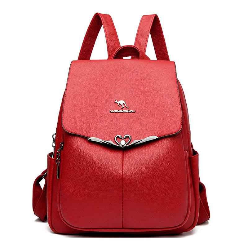 Schoolbag1011 new large-capacity leather texture women's backpack soft leather multi-purpose middle-aged women's bag mother bag wholesale