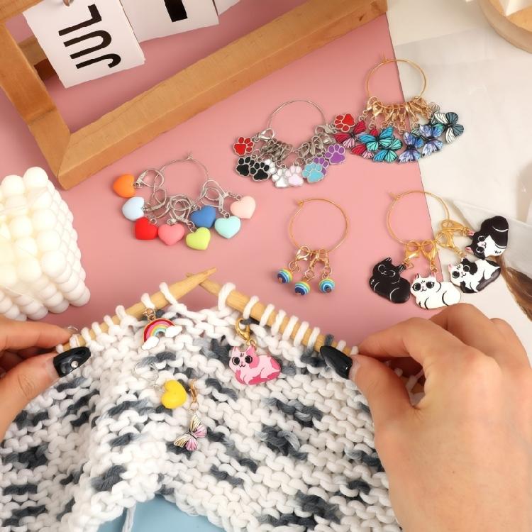 Knitting Progress Markers with Metal Clasps and Storage Rings for Crochet Row, Sewing Crafts and DIY Needlework