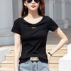 Hollow Chest Bowknot Sweet Korean Version of Slim Cotton Short-sleeved Women's T-shirt Fashion One-shoulder Half-sleeved Top