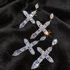 Silver Needle Light Luxury Rhinestone Zirconia Cross Stud Earrings: Retro, High-End Accessories for Women