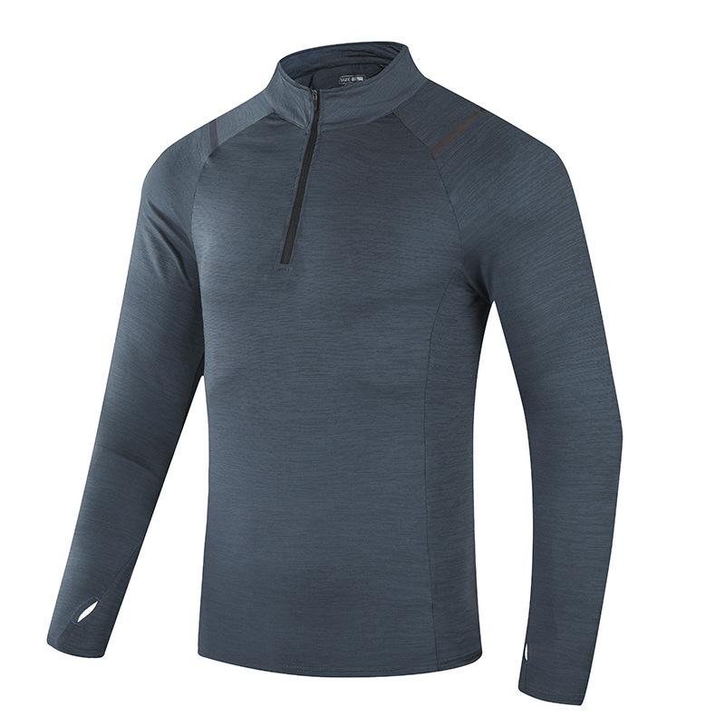 Men's Standing Collar Fitness Clothes Women's Long Sleeved Tight Fitting Quick Drying Clothes Elastic and Breathable Fitness Clothes Running Clothes