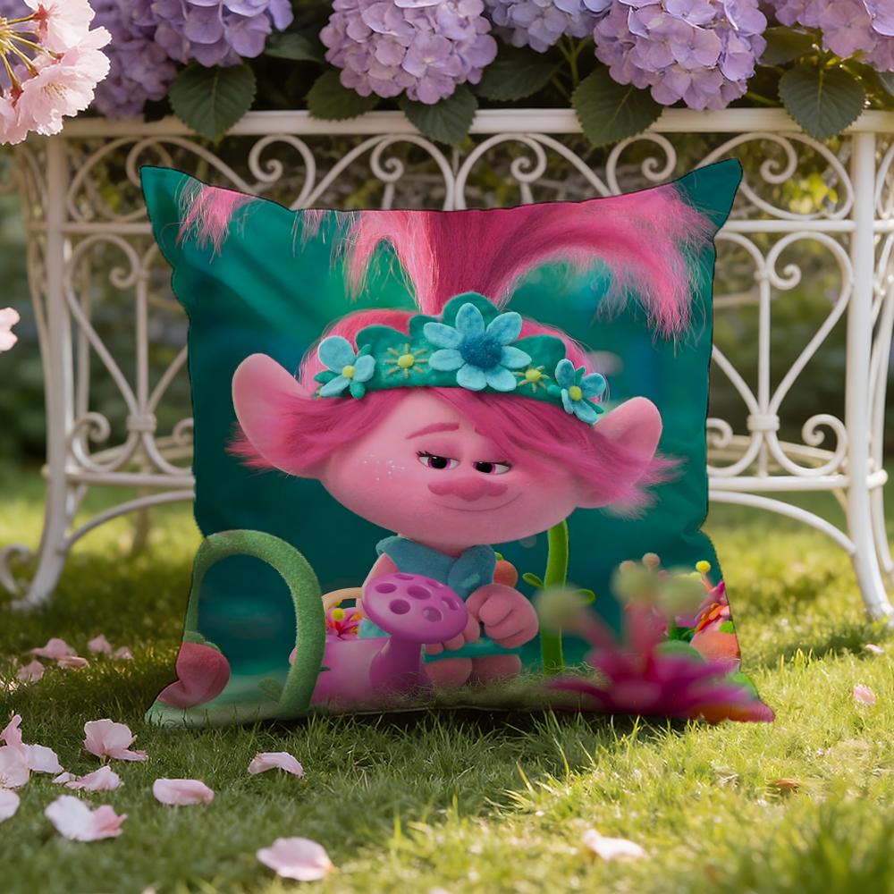Anime T-TrollsS Cartoon Cushion Cover Home & Car Dual-Scene Pillow Cover: Reversible for Premium Comfort