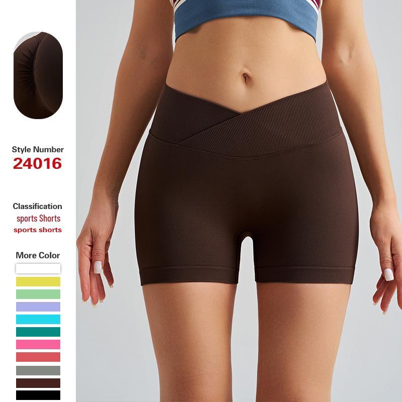 

European & American Women s High-Waist Sports Shorts - Breathable, Quick-Drying Yoga & Running Wear Large