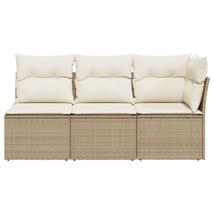 VidaXL Garden Sofa with Cushions 3 Seater, Seat with Cover, Patio Terrace Balcony Outdoor Furniture, Beige Resin 366076