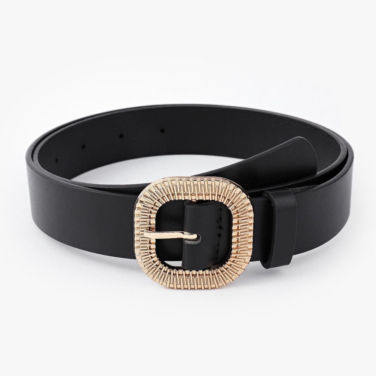 

Новый, простой и универсальный европейский и американский ремень для женщин, модная и декорированная джинсовая юбка с черными квадратными кнопками-гвоздиками