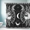 ~O~Vintage Sun & Moon Shower Curtain - Starry Sky Pattern, MacPolyester, Artistic Bathroom Set, Retro Design