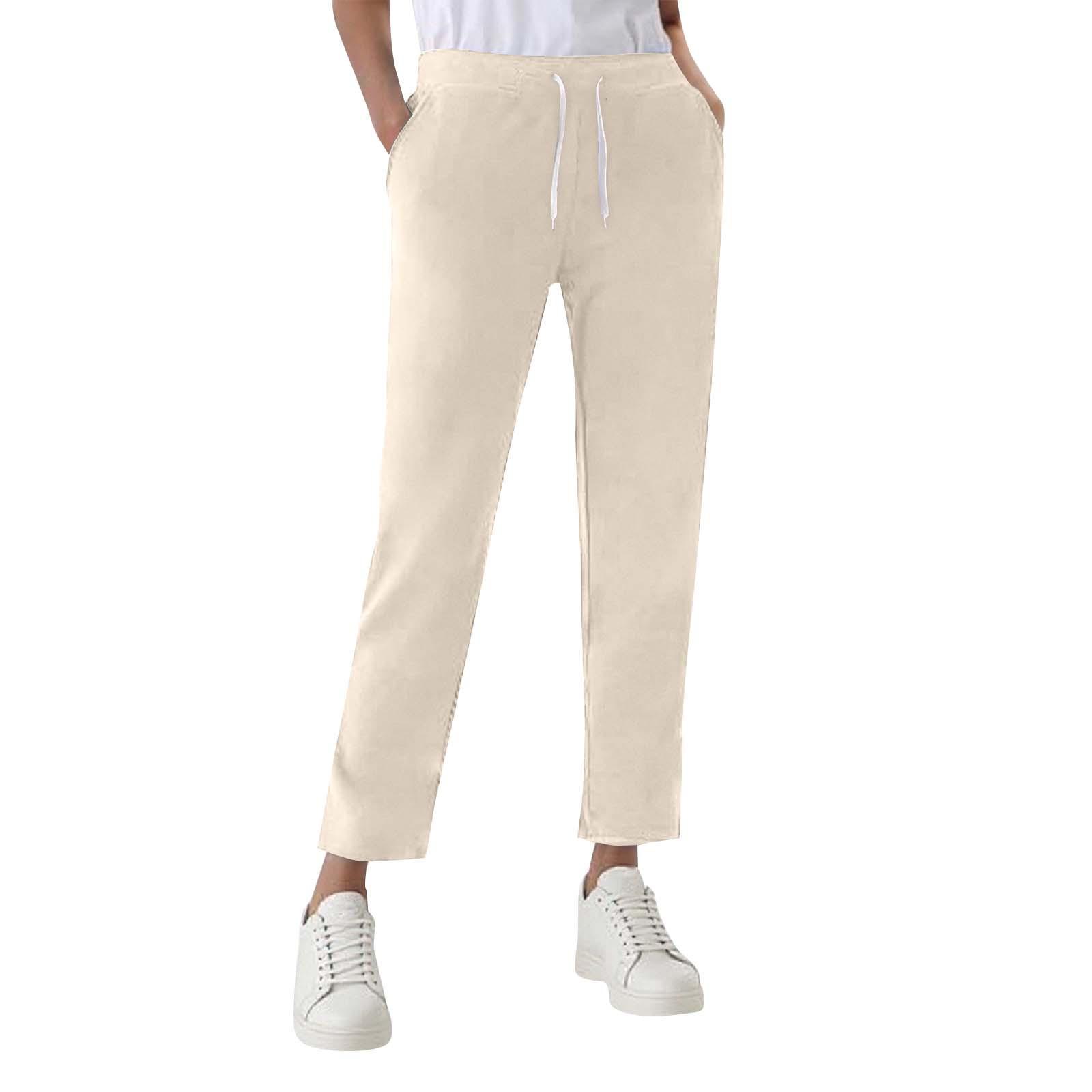 Women s Straight Pants Fashion Casual Pants Nine Point Harlan Pants L бежевый